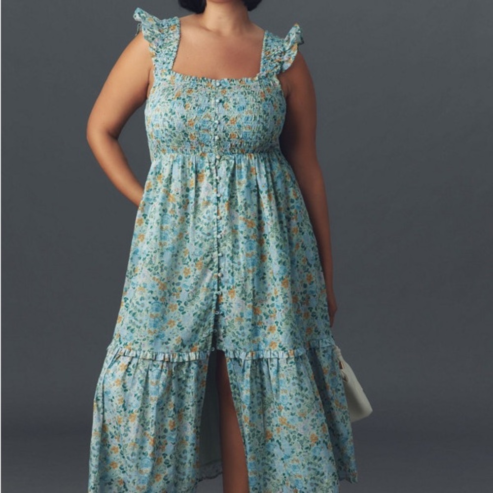 Anthropologie The Peregrine Midi Dress: Square-Neck Edition 1X